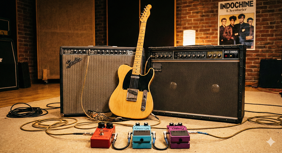 Le son de l'aventurier d'indochine à la guitare