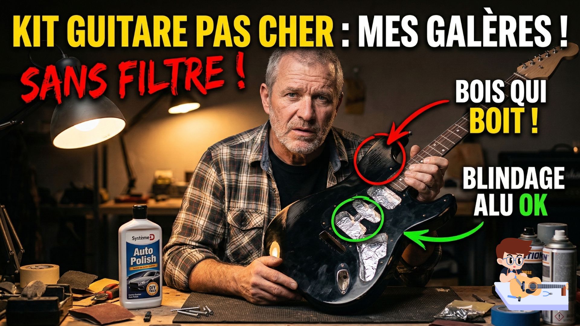 Galères d'assemblage et de peinture sur un kit guitare pas cher