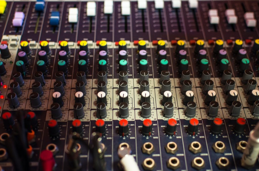 multicolored mixing console