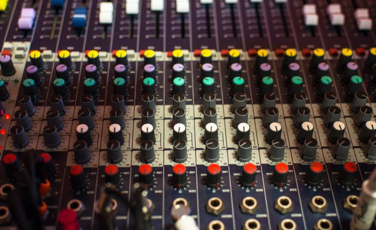 multicolored mixing console